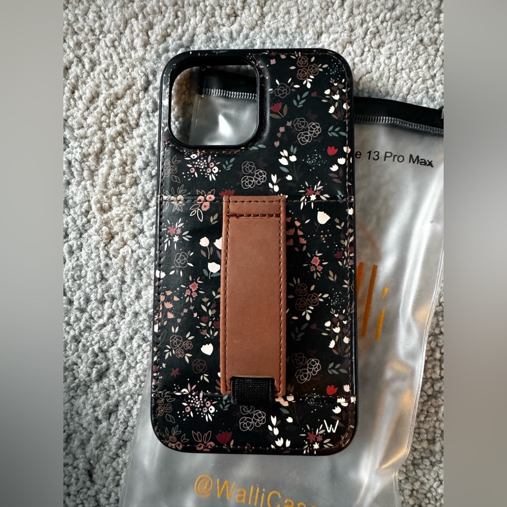 Walli case Floral Black Phone Case for iPhone 13 Pro Max